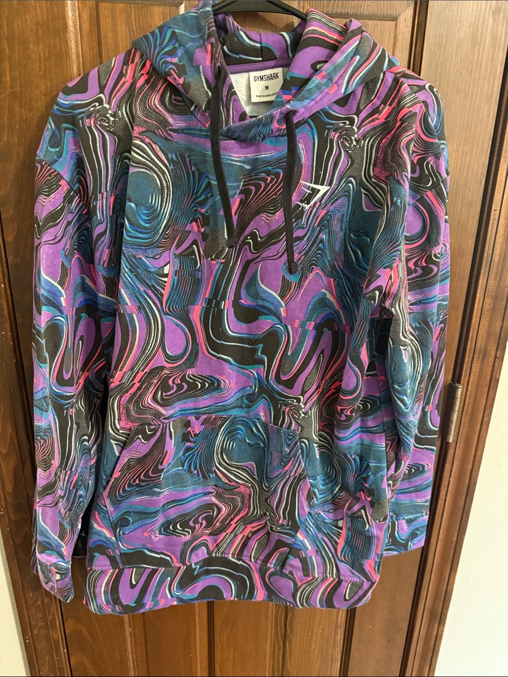 Gymshark Swirl Print Hoodie in Purple, Blue & Black
